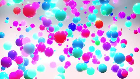 abstract composition of colorful balls in air, which randomly light up and reflect in each other. multicolored spheres in air as simple geometric light background with light effects in ligth room