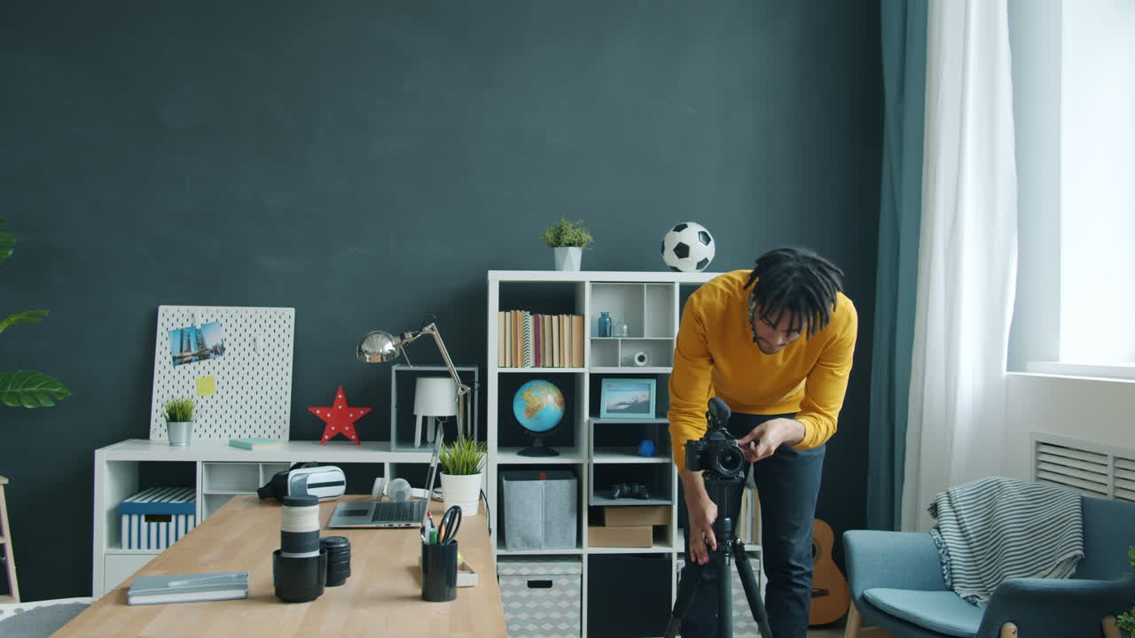 Content Creator Setting Up for a Video