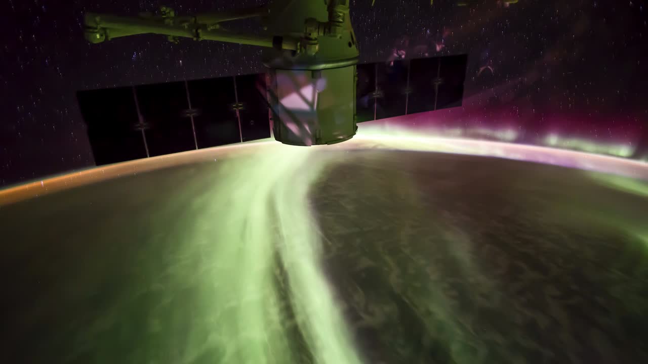 Rotating planet earth with aurora and star galaxy