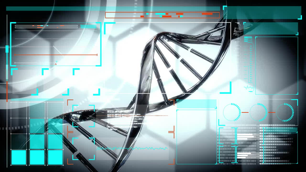 Animation of digital data processing over dna strand