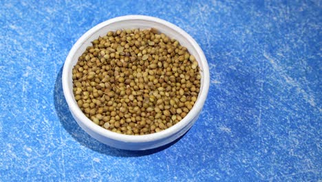 las semillas de cilantro se conservan en un cuenco