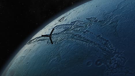 nave espacial en órbita alrededor de un planeta