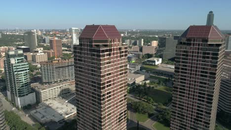 aerial view of buildings and the surrounding area in uptown houston