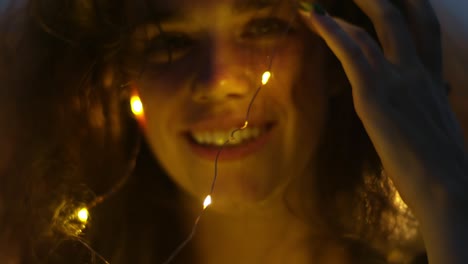 girl with string lights