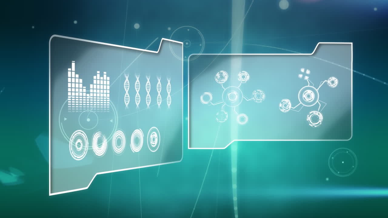 Digital folders with graphs and circles