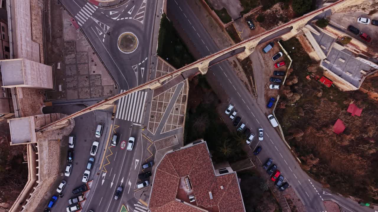 View of a traffic intersection in a town in Spain