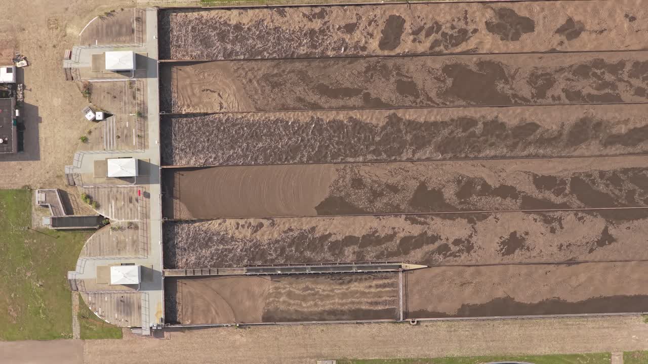 Aerial sewage works with oxidation ditches and tanks, Netherlands