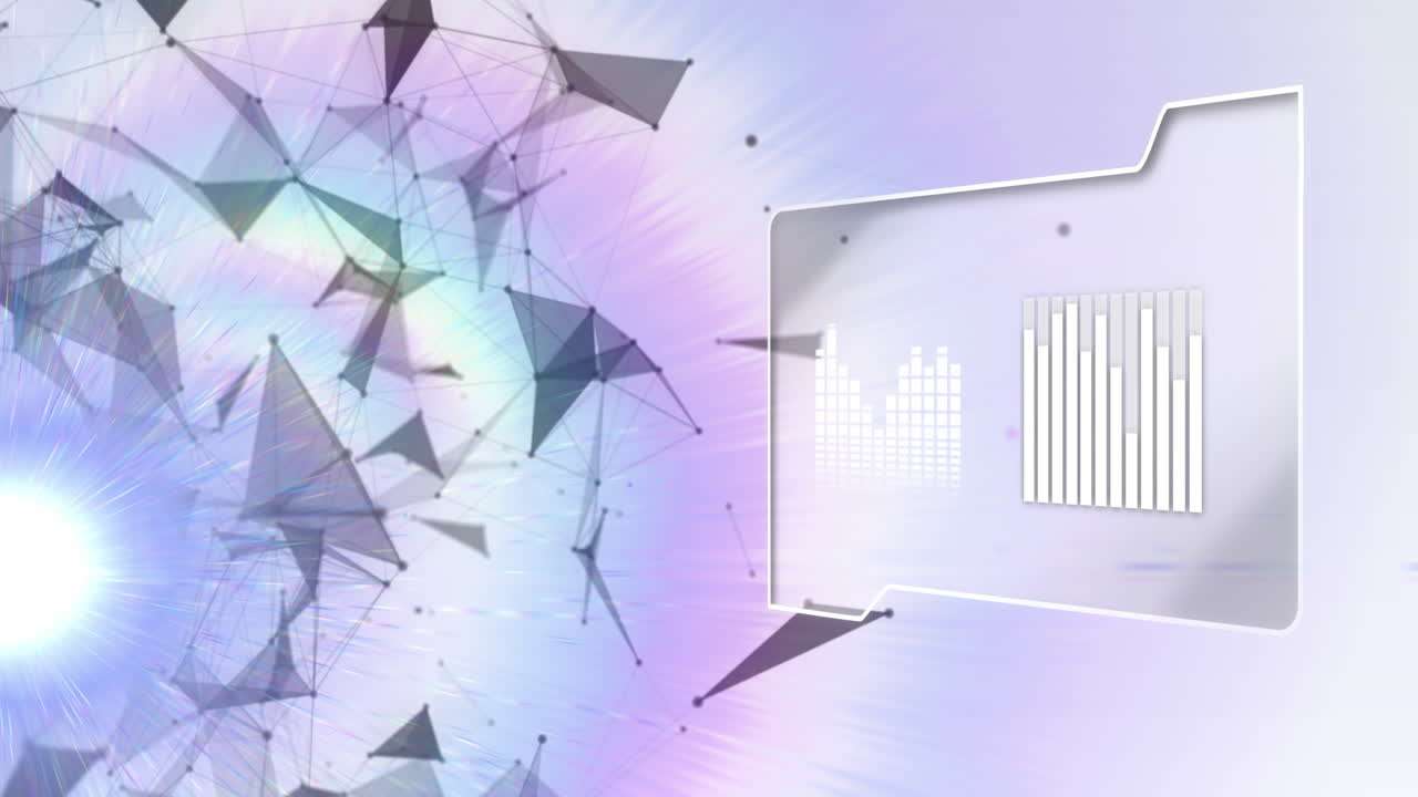 음악 이라이저, 플렉서스 네트워크 및 색 배경에 대한 빛의 점