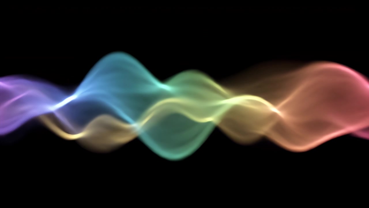 Abstract Colorful Wavy Light Stream on Black Background