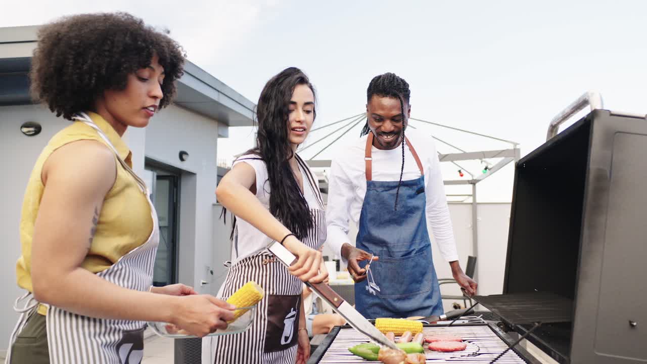 People enjoying a barbecue party outdoors