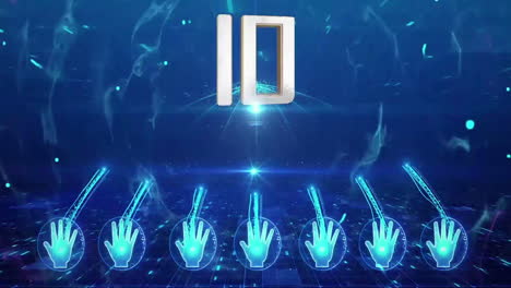 fingerprint identity scan password, holographic retro futuristic film countdown with digital number timer from 10 to 1 seconds with motion graphics