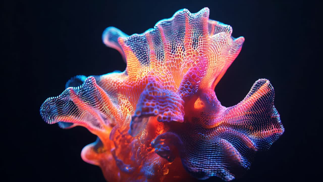 Primo Piano di una Gorgonia Vibrante e Luminosa