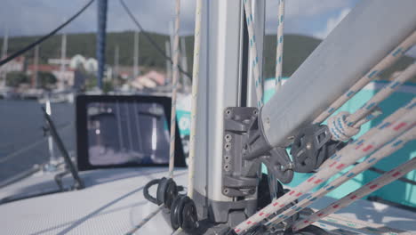 view from a yacht at sea in lefkada, greece