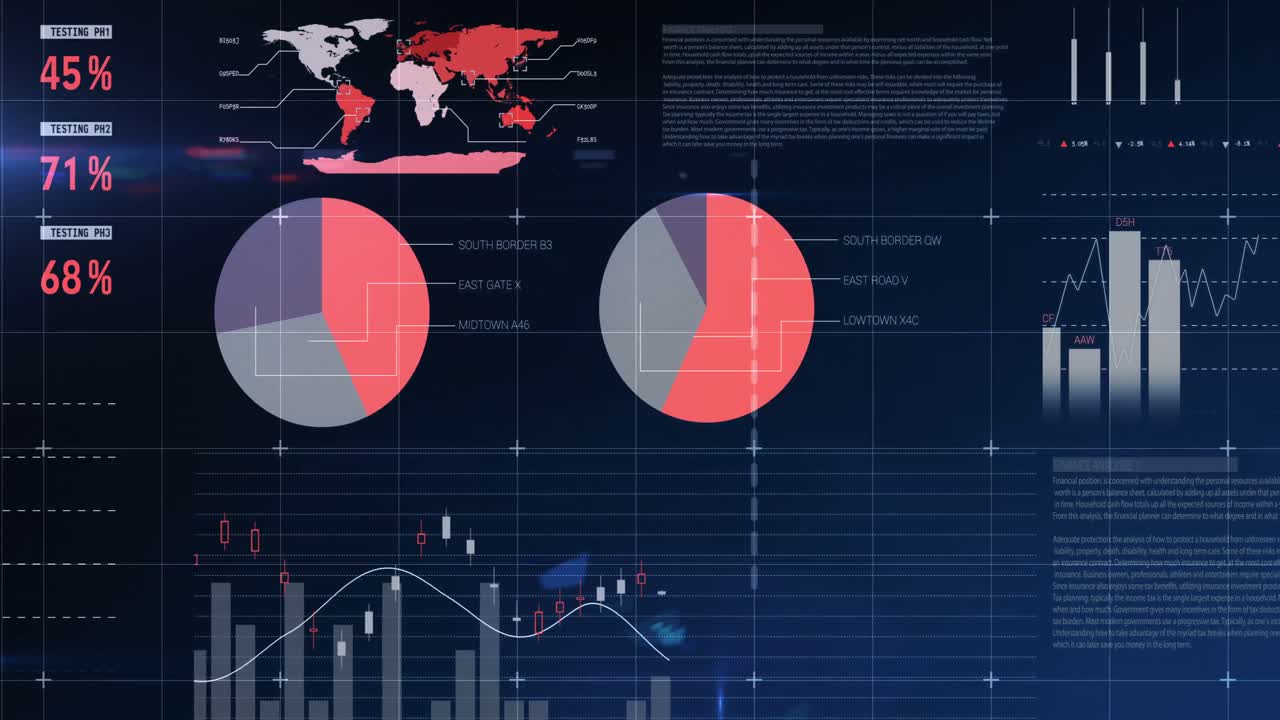 compuesto digital de gráficos financieros 4k