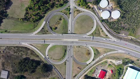 aerial topdown view of the highway intersection