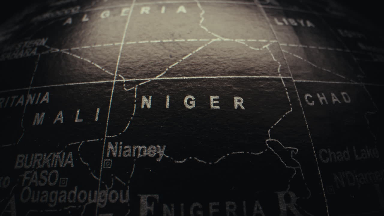 Close-up of a globe highlighting Niger