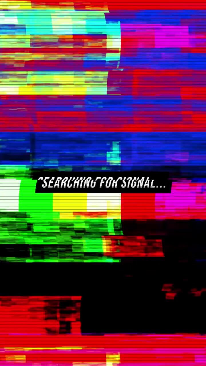Digital Glitch Effect with Searching for Signal Text Overlay