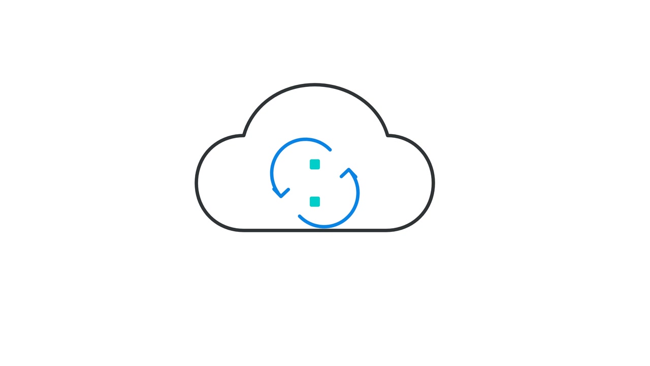 Animated Cloud Icon with Rotating Sync Symbol