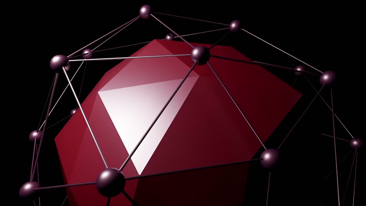 esfera roja abstracta con líneas y puntos