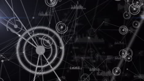 animación de la red de conexiones con iconos en fondo negro