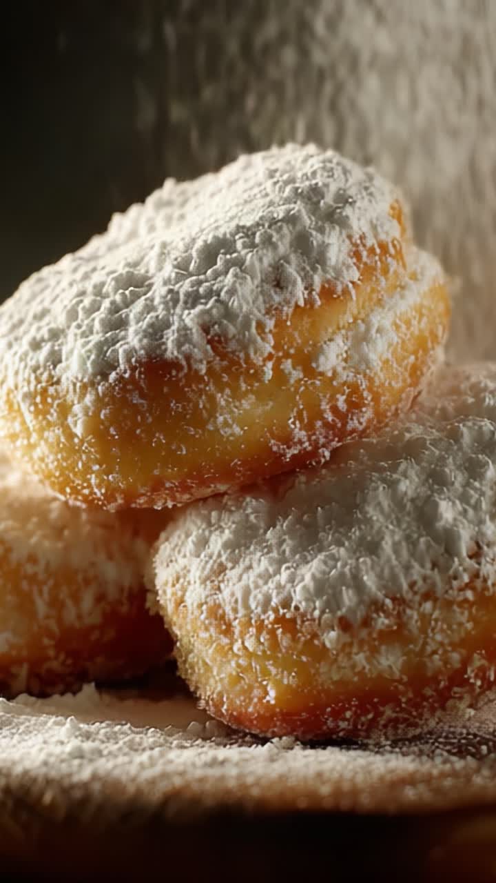 Deliciando-se com Donuts Polvilhados Irresistíveis: Uma Jornada Visual de Doçura e Tentação Capturada em Dois Quadros