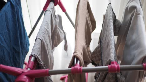 clothes drying on a rack