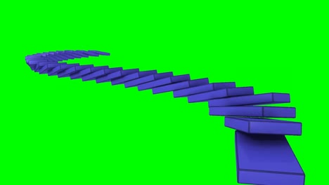 dominos azules en 3d de pie contra un fondo verde