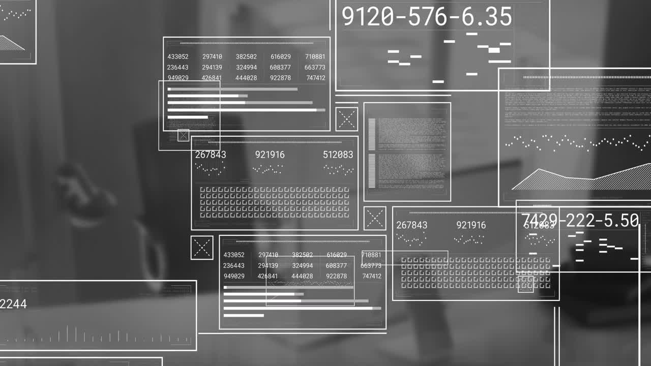 오피스 데스크에 대한 데이터 처리 인터페이스의 애니메이션