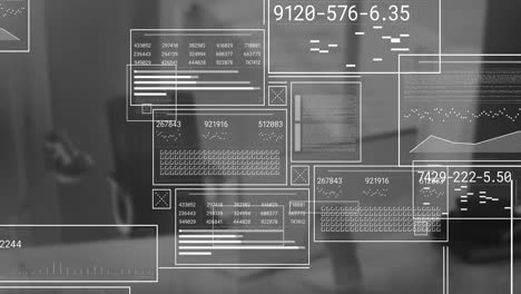 Animation-of-interface-with-data-processing-against-office-desk