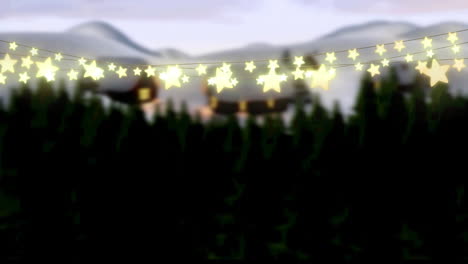 animation of glowing fairy lights over winter landscape