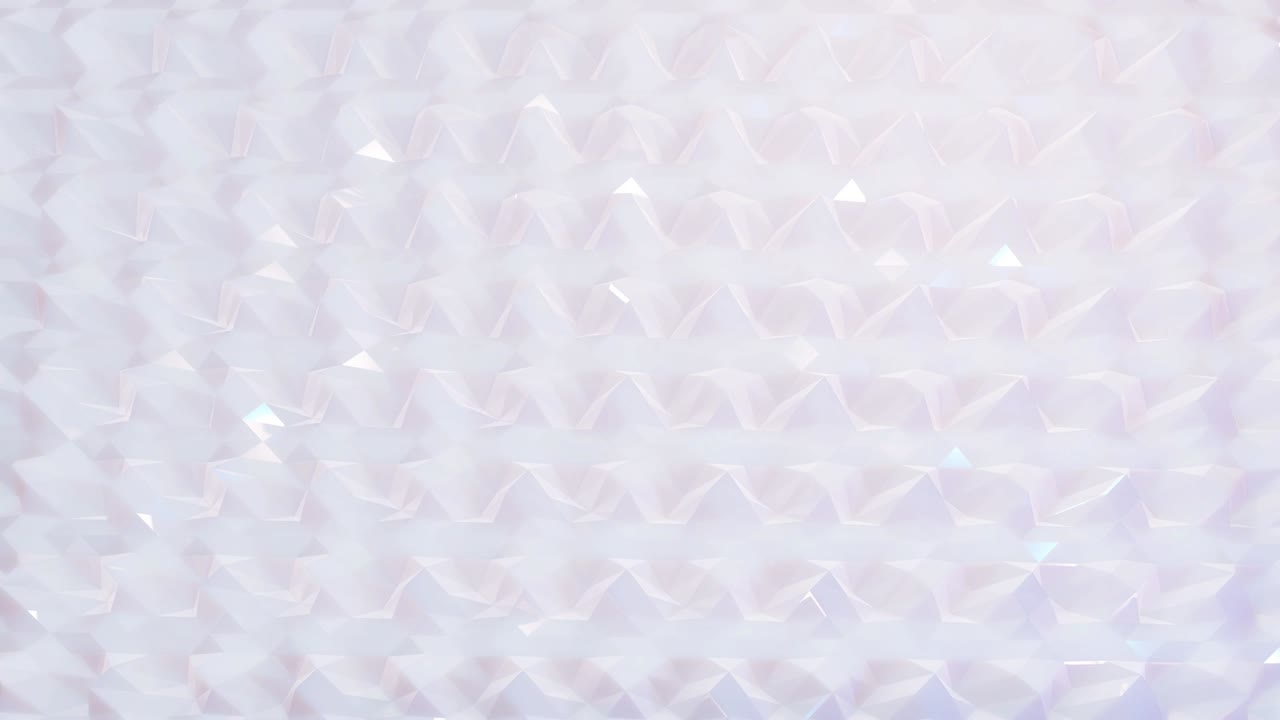 4k에서 스타일리시한 크리에이티브 추상 백색 낮은 폴리 배경, 추상적인 파동은 반이는 표면에서 루프로 움직이고, 부드러운 부드러운 원활한 애니메이션, 간단한 미니멀한 기하학적 bg.