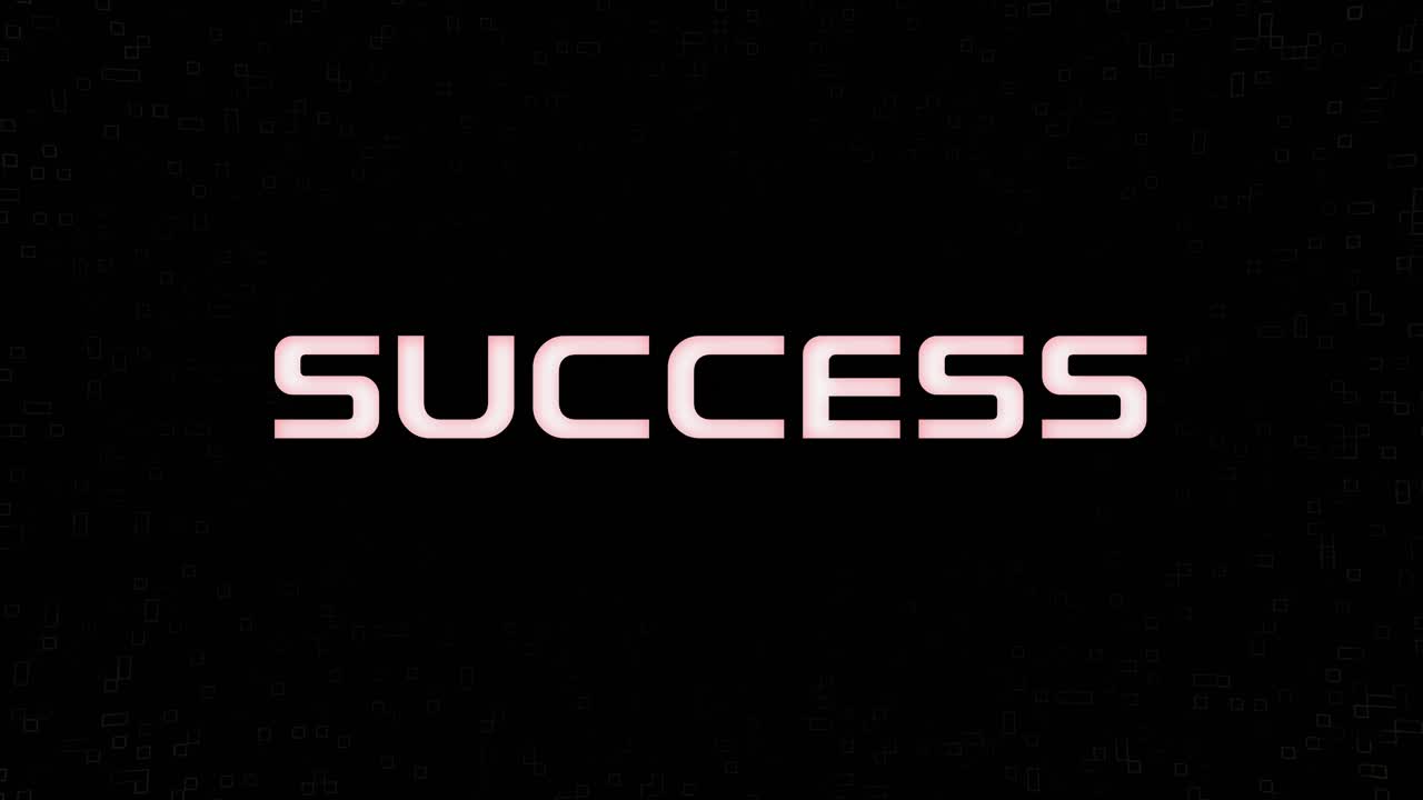 Electrified flashing SUCCESS animated graphic in white yellow and black