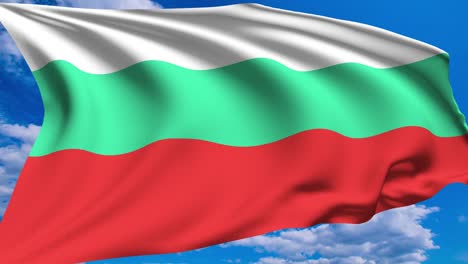 flag of bulgaria against a cloudy sky (alpha channel, loopable)