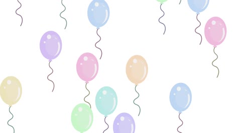 multiple balloons flying against white background