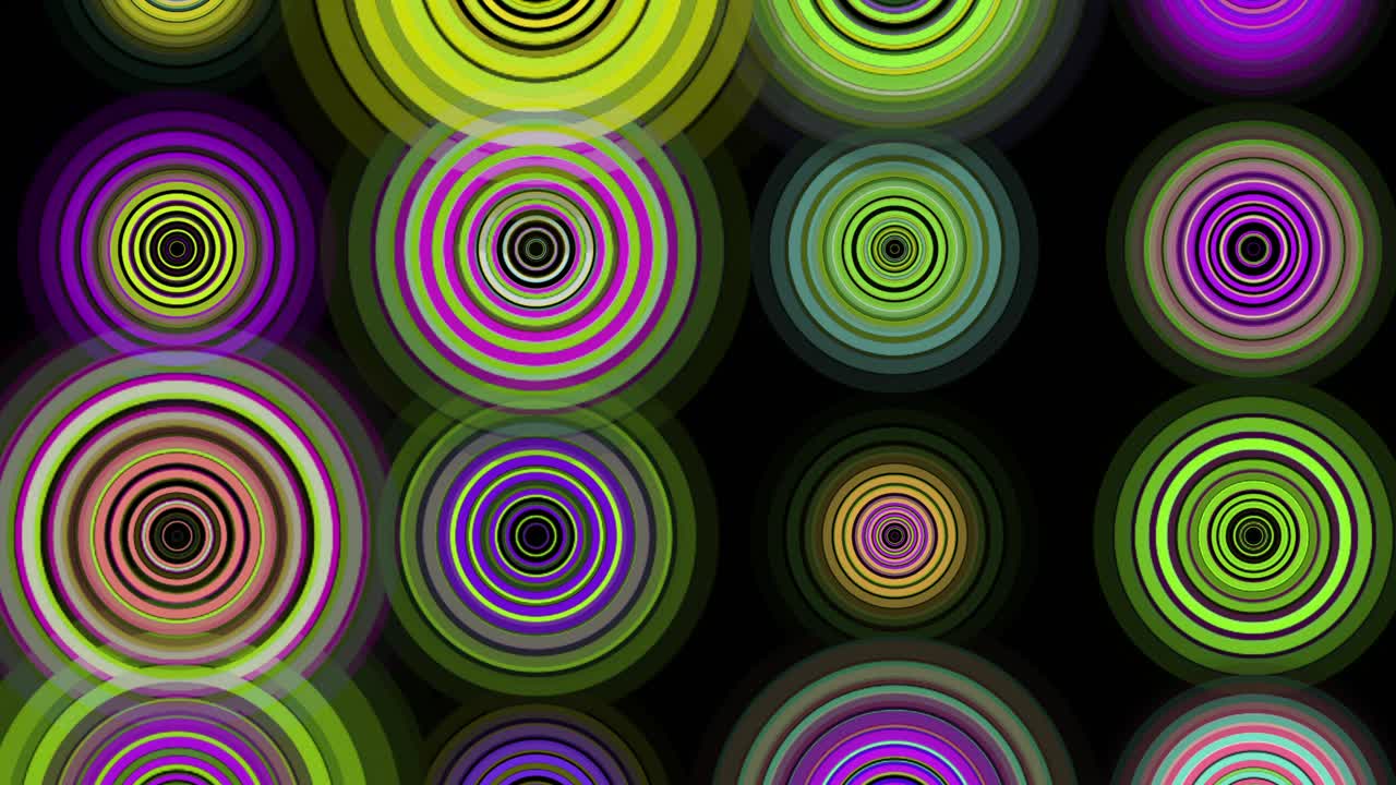 Abstract Neon Animated Circle Rings Video Loop Background – 4k Resolution Closeup Composition
