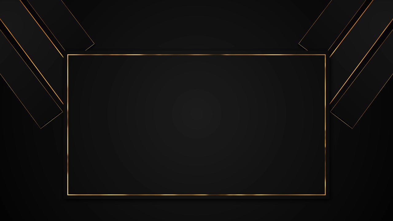 Elegant black gold rectangle frame background with clean metallic border dark luxury panels and
