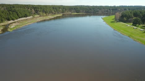 AERIAL:-River-Nemunas-Banks-Near-Resort-Town-Birstonas