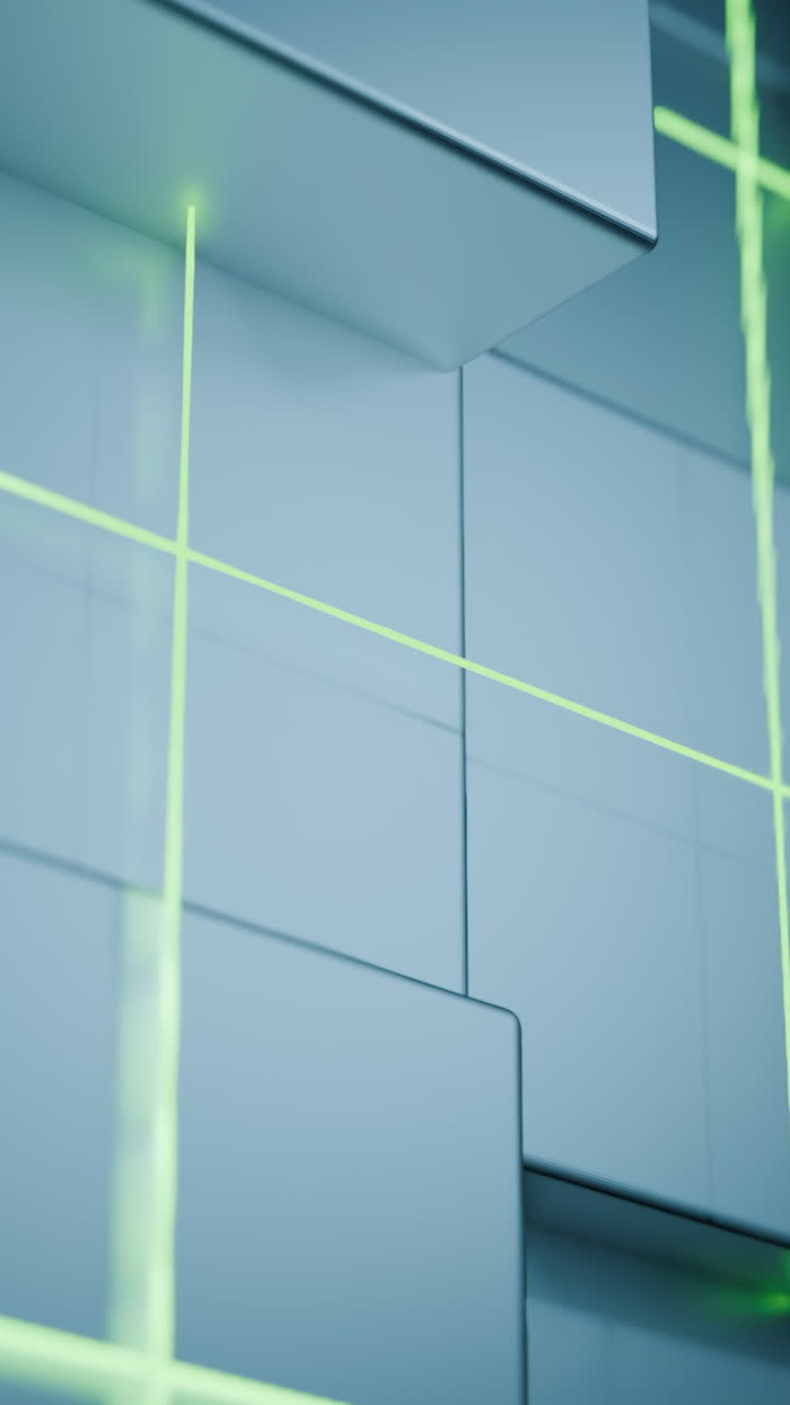 Abstract 3D Geometric Wall with Glowing Lines