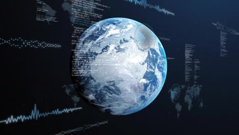 animación del procesamiento de datos financieros en todo el mundo sobre un fondo negro