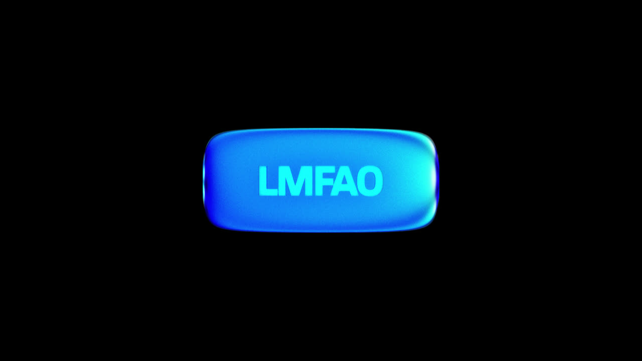 Animated Glowing Blue LMFAO Text on Black Background