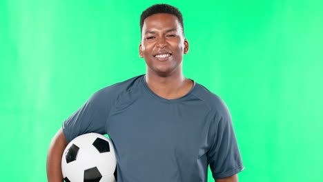 サッカーボールを持った黒人男性 ⁇ 顔と笑顔