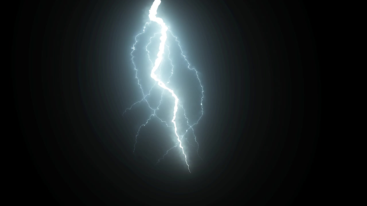 Potenti Fulmini Elettrici che Colpiscono nell'Oscurità.