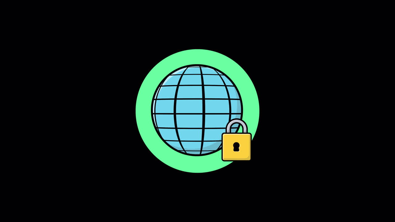 Animated Globe with Opening and Closing Padlock Icon