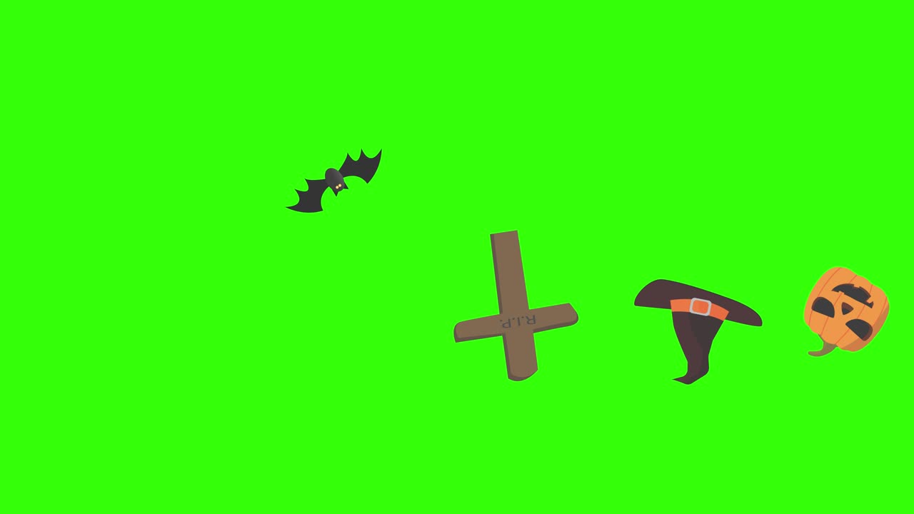 할로윈 그래픽 요소 그룹 애니메이션 녹색 화면 크로마 키