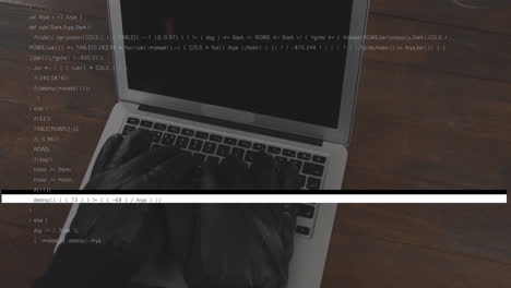 animation of data processing over hands using laptop
