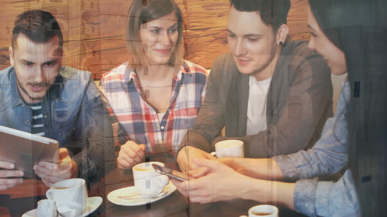 바의 백인 친구들에 대한 데이터 처리의 애니메이션