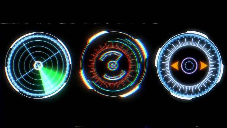 HUD Futuristic Virtual Tree Spin Circles Element.