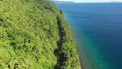 seaside road at green tropical island with seascape in philippines