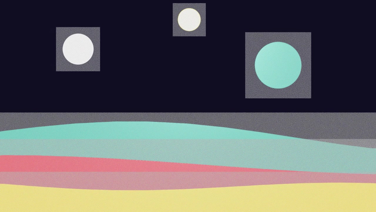 Abstract Motion Graphic with Floating Geometric Shapes and Wavy Lines