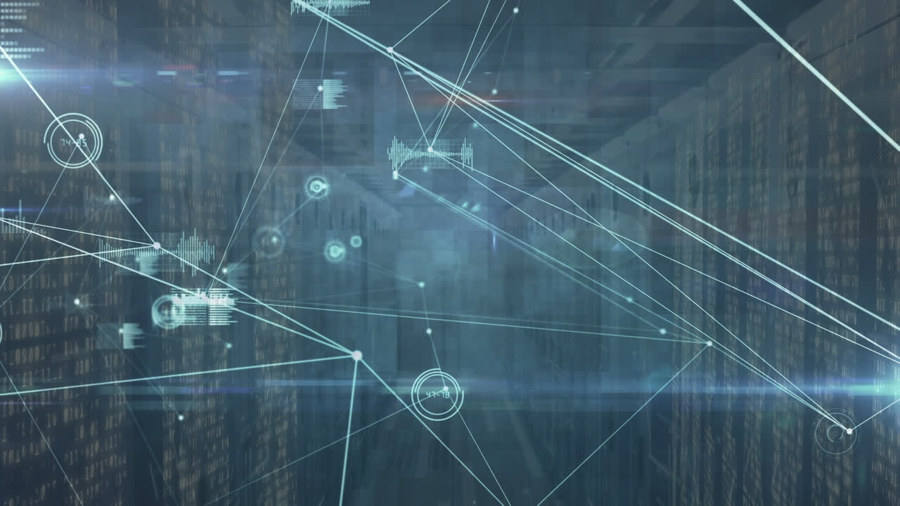 Animation of network of connections over server room